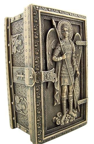 Archangel Saint St Michael Cold Cast Bronze Rosary Relic or Keepsake Case Framed Trinket Box