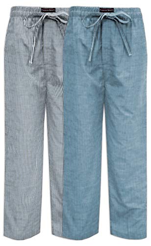 Andrew Scott Men's 2 Pack Super Soft Woven Pajama & Sleep Long Lounge PJ Pants (2 Pack- Blues, Medium)