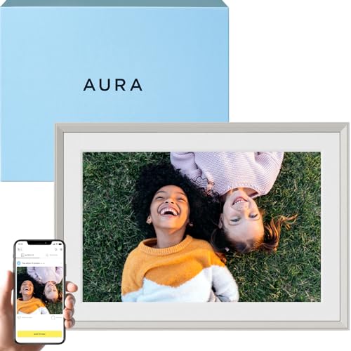 Aura Carver 10.1' WiFi Digital Picture Frame | The Best Digital Frame for Gifting | Send Photos from Your Phone | Quick, Easy Setup in Aura App | Free Unlimited Storage | (Clay with White Mat)