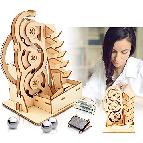 Solar 3D Wooden Puzzle Marble Run DIY Model Kit Craft Sets Educational Wood Mechanical Building Toys STEM Science Experiments Projects Birthday Gift for Adult Men Kids Age 8 10 12 14＋