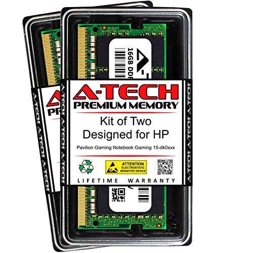 A-Tech 32GB (2 x 16GB) RAM for HP Pavilion Gaming Notebook Gaming 15-DK0XXX | DDR4 2666MHz SODIMM PC4-21300 260-Pin Non-ECC Memory Upgrade Kit