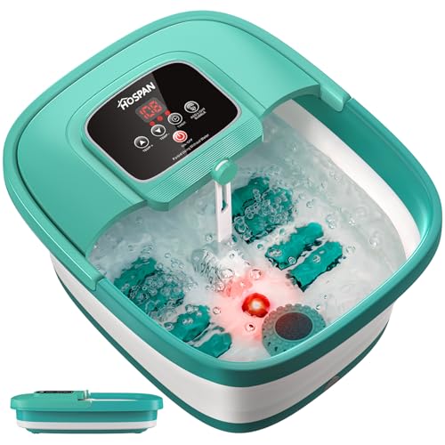 HOSPAN Collapsible Foot Spa with Heat, Bubble, Red Light, and Temperature Control, Foot Bath Massager with 8 Shiatsu Massage Rollers, Pedicure Foot Spa for Relaxation and Stress Relief - FS01A