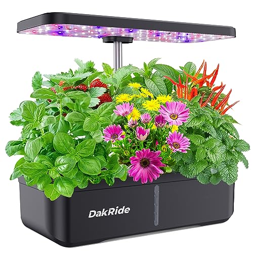 DakRide Hydroponics Growing System 12 Pods, Indoor Garden System with 36W Full Spectrum LED Grow Light, Auto-Timer, Adjustable Height, Silent Pump System, Indoor Herb Garden Kit for Home Office