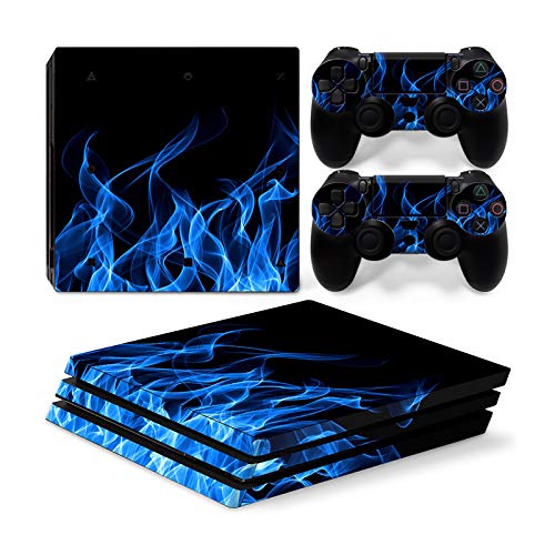 Mcbazel Vinyl Decal Protective Skin Cover Sticker for PS4 Pro Console & Controller - Blue Flame