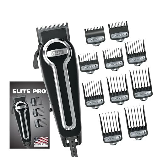 Wahl USA Elite Pro High-Performance Corded Home Haircut & Grooming Kit for Men – Electric Hair Clipper – Model 79602M