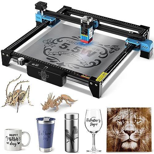 Twotrees TTS55 Pro Laser Engraver 40W Laser Engraving Machine 32 Bit Motherboard, for Cut Plywood Wood Engrave Aluminum, Laser Power: 5.5W, Engraving Area: 300x300mm (Upgrade Version)