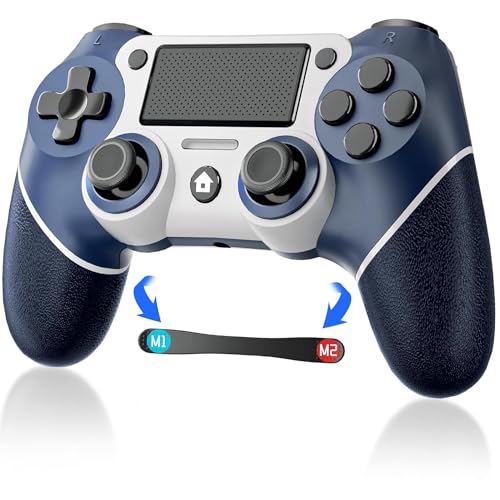 PSKONTORORA Controller for P4 Remote Control Compatible with Playstation 4/Slim/Pro, Wireless Gaming Controllers with Double Vibration/6-Axis Motion Sensor/Programmable Back Buttons【Upgraded】
