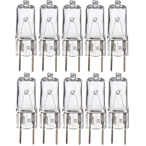 Simba Lighting Halogen Light Bulb G8 T4 50W JCD Bi-Pin (10 Pack) Longer 1.7' Length for Kitchen Hood, Landscape Lights, Desk and Floor Lamps, Wall Sconces, 120V Dimmable, 2700K Warm White