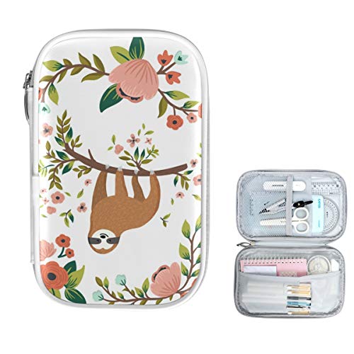 ZZKKO Sloth on Tree Pencil Bag Case Zipper Pencil Holder Organizer Stationary Pen Bag Cosmetic Makeup Bag Pouch Purse for School Office Supplies