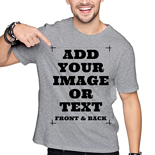 Pranboo Custom Shirts for Men & Women, Customized Personalized Tshirts, Design Your Own Shirts Front & Back | S Grey