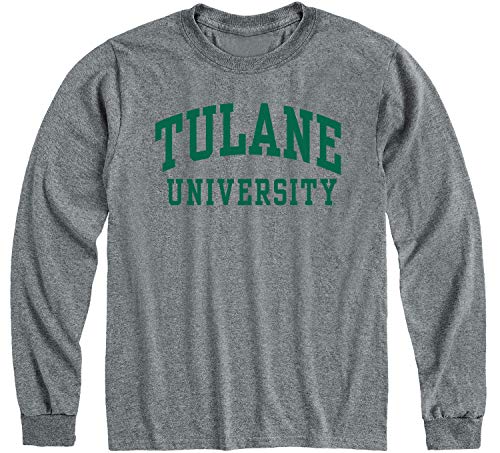 Barnesmith Tulane University Green Wave Long Sleeve Adult Unisex T-Shirt, Classic, Charcoal Grey, Medium