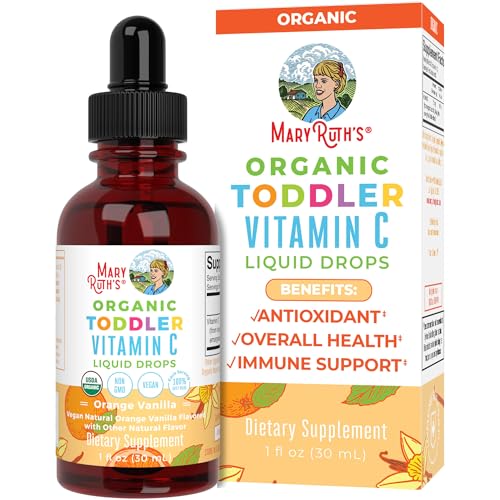 MaryRuth's Kids Vitamin C Drops | USDA Organic Vitamin C Liquid Drops for Kids | Ages 1-3 Years | Vitamin for Immune Support & Overall Health | Vegan | Non-GMO | Gluten Free | 30 Servings