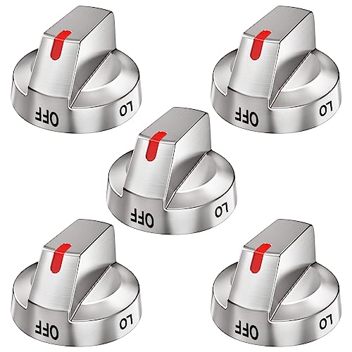 [Upgraded] DG64-00473A Stove Knobs Compatible with Samsung Gas Range, Reinforced Stainless Steel Protection Power Ring, Ultra Durable Control Knobs Replacement for Samsung Stove Burner Oven (5 Pack)