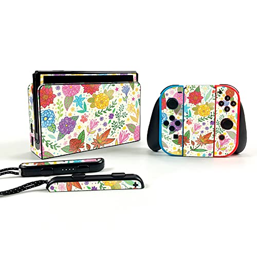 MightySkins Glossy Glitter Skin Compatible with Nintendo Switch OLED - Flower Garden | Protective, Durable High-Gloss Glitter Finish | Easy to Apply and Change Styles | Made in The USA
