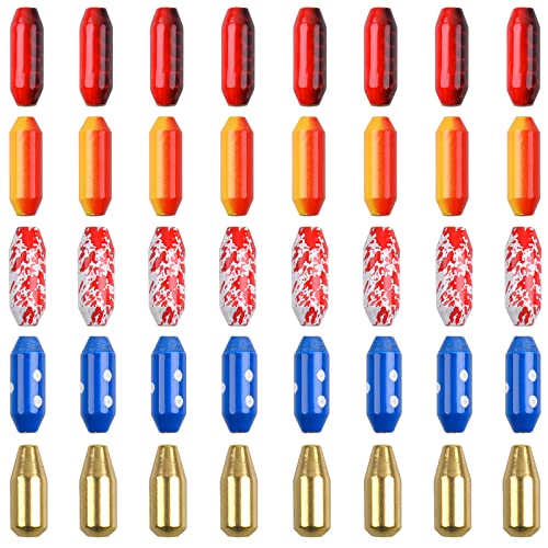 Fishing Spinner Lure Bodies 40pcs Brass Fishing Sinker Weights Painted Fishing Sinkers Inline Spinners Making Kit for Carolina Rigs Taxes Rigs DIY Making Kit
