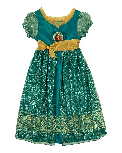 Disney Girls' ,Big kid Princess Fantasy Gown Nightgown, MERIDA-BRAVE, 6