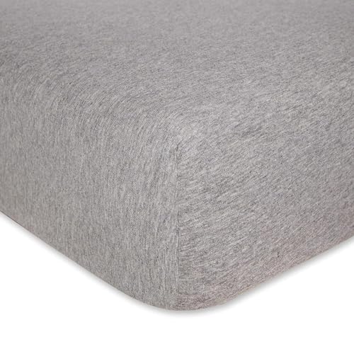 Burts Bees Baby Solid Fitted Crib Sheet Organic Cotton BEESNUG - Heather Grey, Fits Unisex Standard Bed and Toddler Mattress, Infant Essentials, 52 x 28 Inch 1-Pack