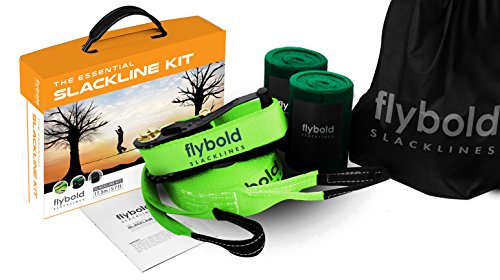 Flybold Slackline Kit - Longer 57ft Line with Tree Protectors, Carry Bag | Tight Rope Slacklines for Backyard | Kids and Adults | Easy Setup