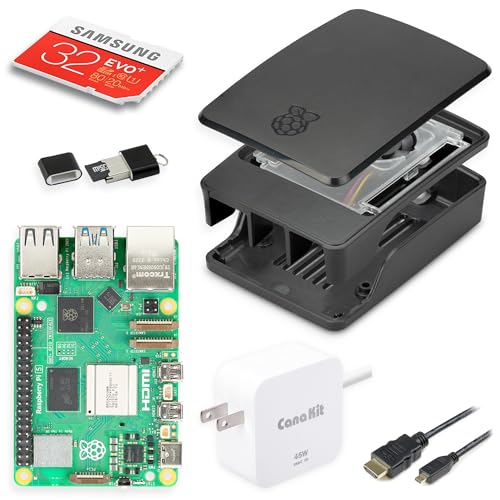 CanaKit Raspberry Pi 5 Essentials Starter Kit with Official Black Case (8GB RAM)