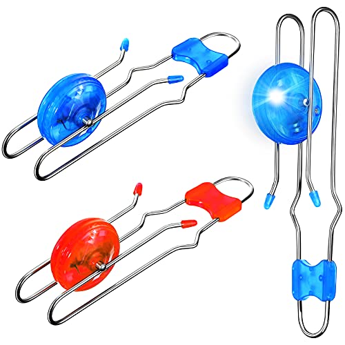 2 Pieces Retro Magic Rail Twirler Flashing Magnetic Gyro Wheel with Rotating Lighting Effect Classic Rail Twister Vintage Fidget Toy Magnetic Gravity Defying Stunt Toy for Adults, Boys, Girls