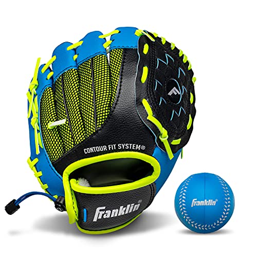 Franklin Sports Kids Baseball Glove - NeoGrip Boys + Girls Youth Tball Glove - Toddler + Youth Teeball, Baseball + Softball Mitt - Right Hand Throw - 9.5' ,Blue