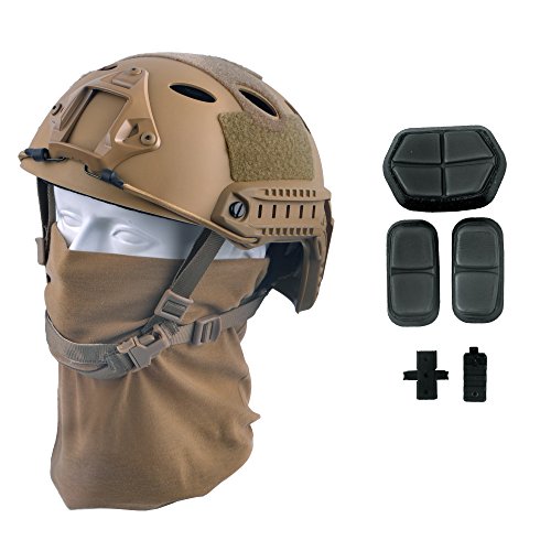 LOOGU Fast PJ Base Jump Tactical Helmet for Airsoft with 12-in-1 Headwear