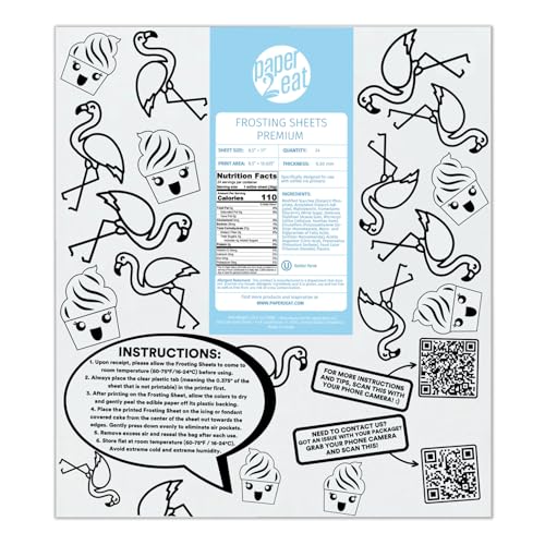 paper2eat Frosting Sheets Premium (Icing Sheets) 8.5“ x 11“ – 24 count – White Edible Printer Paper