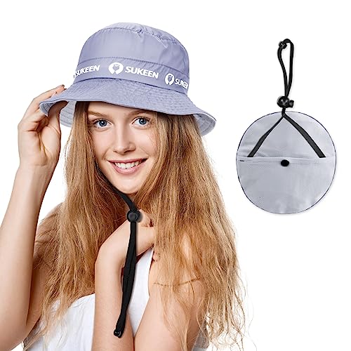 Sukeen Cooling Bucket Hat with Strings Men Women Outdoor Fishing Hat Packable Quick Dry Boonie Hiking Hat UV Protection Sun Hat (Purple)