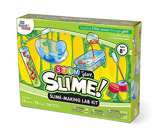 hand2mind Slime Science Kit for Kids 8-12, Kids Science Kit with Fact-Filled Guide, DIY Slime Worms and Slime Bouncing Balls, STEM Toys, 14 Science Experiments