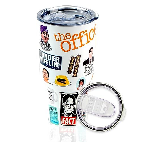 CALFEE The Office 30 oz Stainless Steel Tumbler with Lids The Office Merchandise The Office Gifts Tumblers Coffee Mugs Double Walled Insulated Travel Keeps Drinks Cold & Hot, BZ00001