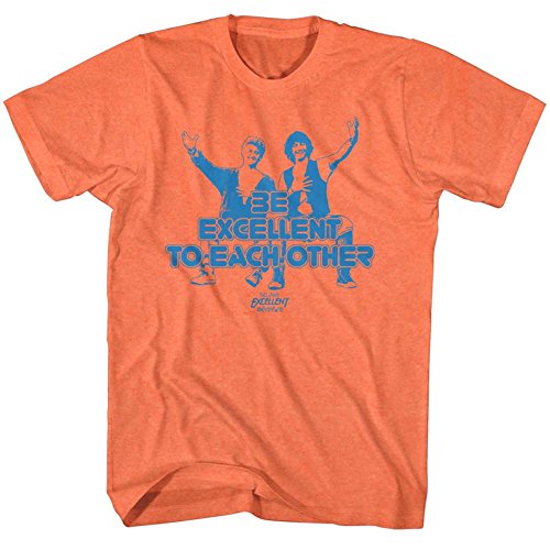 A&E Designs Bill & Ted's Excellent Adventure Be Excellent T-Shirt, Orange, Large