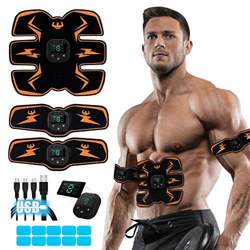 SPORTLIMIT Muscle Toner, USB Rechargeable Gear for Abdomen/Arm/Leg,Workout Equipment for Men Women,10 pcs Free Gel Pads
