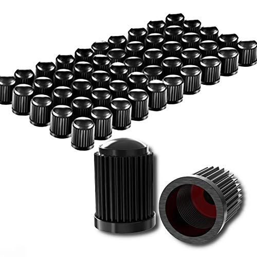 CKAuto 50 Pack Tire Valve Caps, Plastic Valve Stem Caps with O Rubber Seal, Universal Stem Covers for Cars, SUVs, Bike and Bicycle, Trucks, Motorcycles, Airtight Seal Dust Proof, Black 5 dollar item