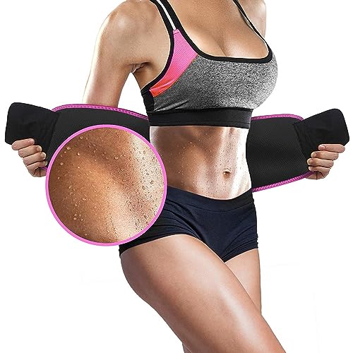 Perfotek Waist Trainer for Women Lower Belly - Waist Trimmer Belt Sauna Tummy Toner Low Back and Lumbar Support with Sauna Suit Effect (Medium Pink)