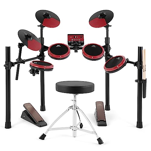 MUSTAR Electronic Drum Set, Electric Drum Sets for Beginners with 8' Mesh Drum Pads, 10' Cymbals, Kick Pedal, Drum Stool, Drum Sticks, USB MIDI Connectivity, 180 Sounds & 15 Kits (4 Pads, 3 Cymbals)