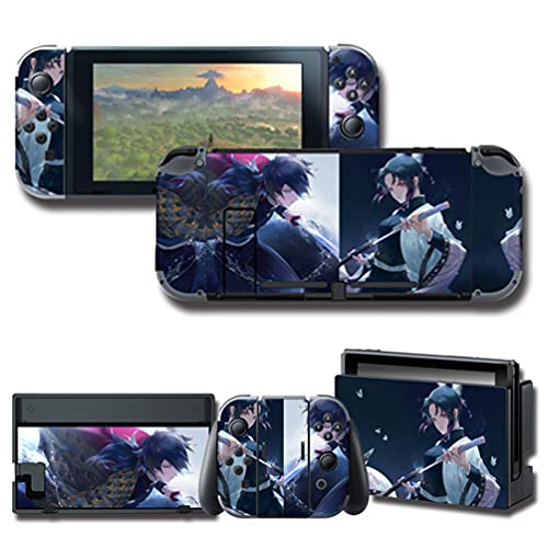 GilGames Vinyl Decals Skin Cover for Nintendo Switch, Full Set Wrap Protector Stickers Joint Protective Faceplate Console Joy-Con Dock