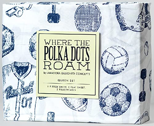 Kids Sports Bedding Set Full Size, Super Soft Baseball, Football, Soccer Themed Bedsheets for Teens and Children, Wrinkle Resistant Premium Flat and Fitted Sheets for Boys and Girls Sports Room Décor