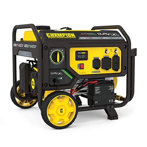 Champion Power Equipment 201052 4750/3800-Watt Dual Fuel Portable Generator with Electric Start, Wheel Kit