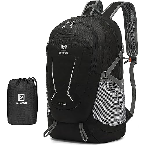 MIYCOO Lightweight Backpack for Men Women - Packable Hiking Travel Backpack - Foldable Outdoor Camping Daypack Black