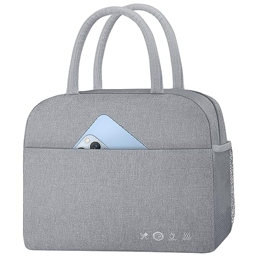 KUBYA Lunch Bag Lunch Box for Women Men Insulated Reusable Lunch Box for Adult Lunch Tote Bag Lunch Container for Office Work Picnic Beach or Travel（GREY）