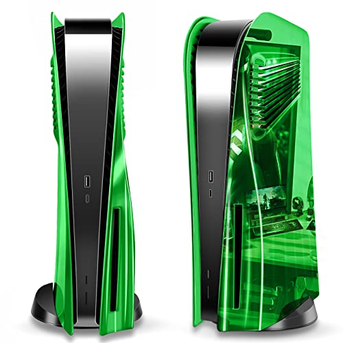 SIKEMAY PS5 Cover Plates for Playstation 5 Console Disc Edition, PS5 Accessories Face Plates Side Shell with Cooling Fan Vents, Hard Shockproof Protective Custom Dust Skin Covers Case (Plating Green)
