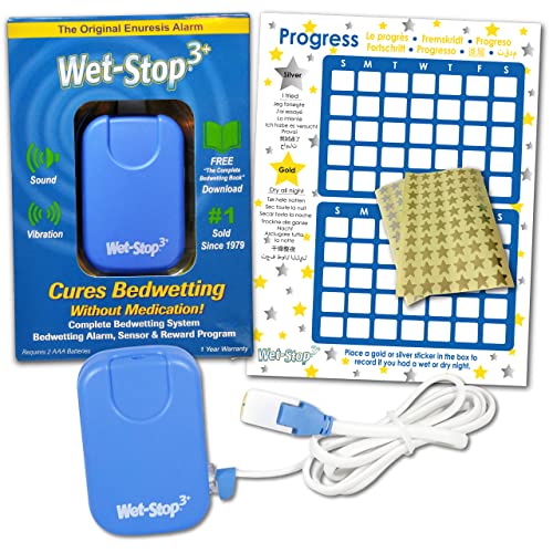Wet-Stop 3 Blue Bedwetting Enuresis Alarm with Loud Sound and Strong Vibration for Boys or Girls, Proven Solution for Bedwetters