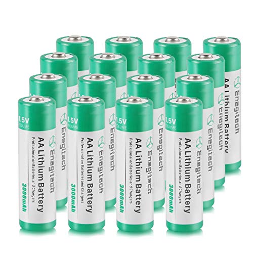 Enegitech AA Lithium Battery 16 Pack, 3000mAh 1.5V Double A Long-lasing Li-iron Battery Non-Rechargeable for Flashlight Solar Lights Remote Control Blink Security Camera System