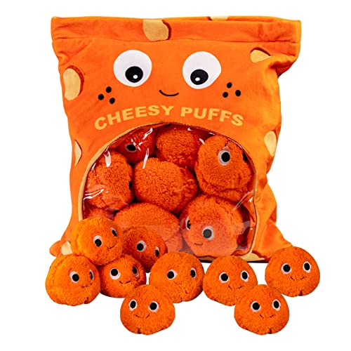 Cheesy Puffs Plush Toy Balls, Puff Cheese Puff Stuffed Toy Game Pillow Cushion Cute Plush Pillow Throw Pillow, Creative Removable Stuffed Animal Toys (Big 9 Balls)