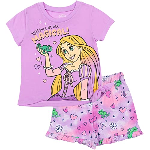Disney Princess Rapunzel Little Girls T-Shirt and French Terry Shorts Outfit Set 6