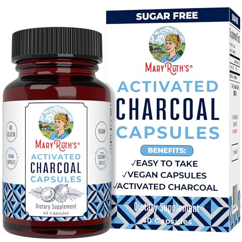 MaryRuth Organics Activated Charcoal Capsules | Supplement for Natural Detoxification | Alleviates Gas | Derived from Coconut Shells | Vegan | Non-GMO | Gluten Free | 40 Count