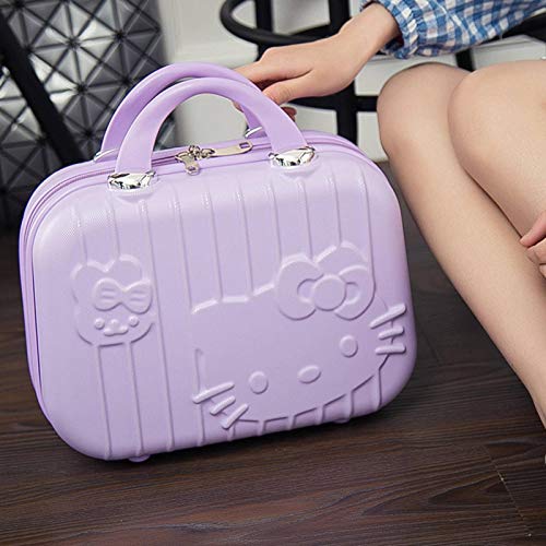N-brand 14 Inch Hello Kitty Cosmetic Case Box Beauty Makeup Case Bag Organizer Cartoon Hellokitty Travel Suitcase Luggage Storage Bag