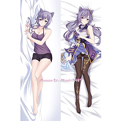 MISAKI1987 Genshin Impact Keqing Kokusei Anime Girl Dakimakura Hugging Body Pillow Cover Case 150cm X 50cm Peach Skin