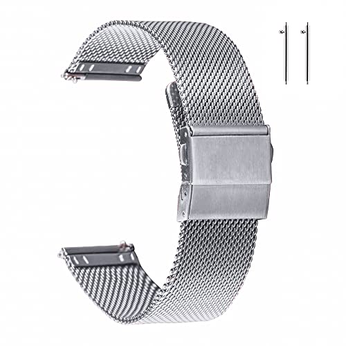 EACHE Stainless Steel Mesh Watch Band 20mm for Men Women Quick Release Adjustable Mesh Watch Straps Silver
