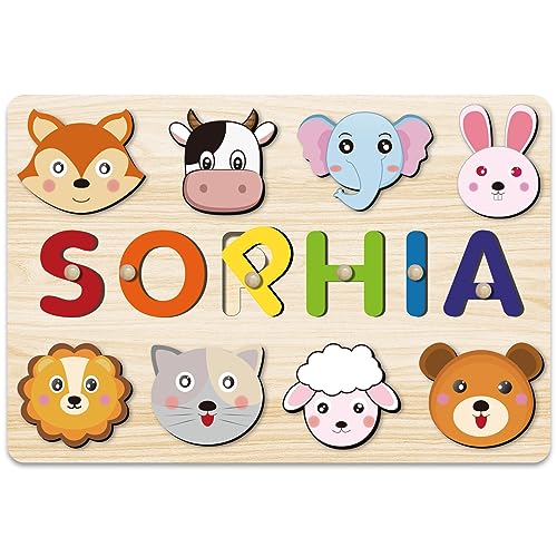 Name Puzzle for Kids Personalized, Montessori Learning Toys for Baby Boy & Girl 1-3 Year Old, Personalized Baby Gifts, 1-3st Birthday Gifts for Girls Boys